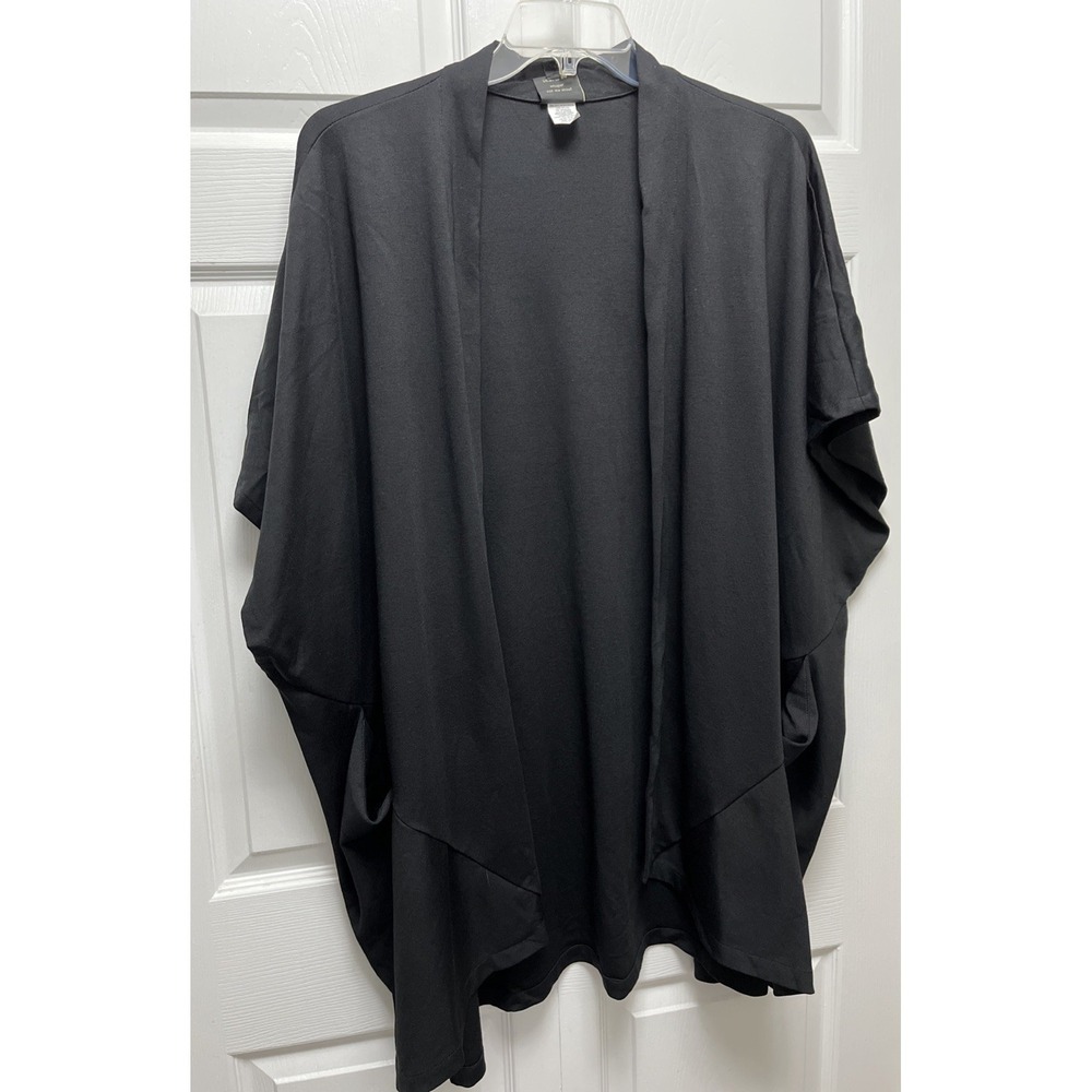 Spirithouse Size L/XL Womens Black  Short Sleeve Cardigan Top Open Front
